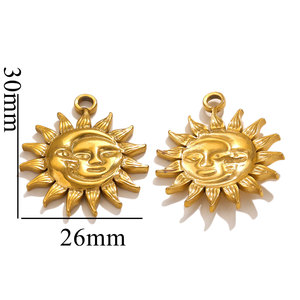 Colgante de Acero Inoxidable con Cara Sonriente, Sol y Luna, Colgante de Acero para DIY, Collar Hecho a Mano, Accesorios, Dijes de Joyería DIY - Product Image 6