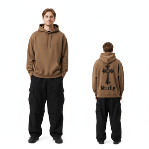 Felpe con Cappuccio Stampate da Uomo <span class=keywords><strong>Marrone</strong></span> Pesante <span class=keywords><strong>Oversize</strong></span> Primaverile con Logo Personalizzato Casual Pullover Streetwear - Product Image 5