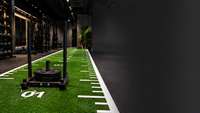 Rouleau de gazon synthétique pour piste de luge de 18 mm, revêtement de sol personnalisé pour salle de sport avec numéros et échelle d'agilité pour l'entraînement de force CrossFit