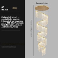 Lustre d'escalier rotatif Dengzhuo, moderne et luxueux, en acier inoxydable et cristal LED, pour loft, appartement, villa, salon, duplex