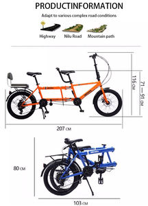 Vélo <span class=keywords><strong>tandem</strong></span> pliable léger à <span class=keywords><strong>trois</strong></span> <span class=keywords><strong>places</strong></span> pour adultes, loisirs et tourisme, 7 vitesses, pédales ordinaires, roues de 20 pouces - Product Image 4