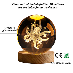 Cầu Nhỏ Bán Buôn 60mm 80mm Quả Cầu Pha Lê với Đế Gỗ Hình Ảnh Động Vật Khác Nhau Cá Heo Cá Ngựa Trang Trí Nhà Cửa WDY0432 - Product Image 4