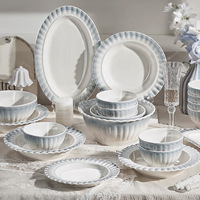Service de vaisselle en céramique de style français - Compatible micro-ondes - Nouveautés - Bols et assiettes élégants pour la maison - Cadeaux de pendaison de crémaillère