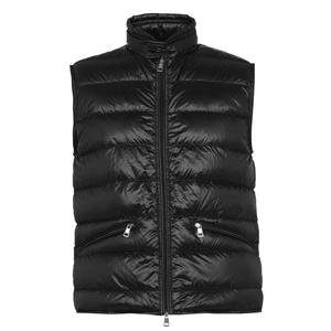 <b>Men's</b> <b>Black</b> Down Puffer <b>Vest</b> Stand Collar Zipper Closure Windproof Casual Winter Outerwear - Product Image 1