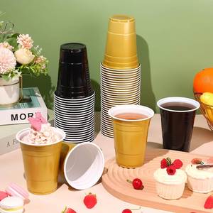 Sixteen Ounces Black Gold <b>Reusable</b> Portable Party Drinking <b>Cups</b> for Beer Pong Game Gathering Event Party <b>Cup</b> Set - Product Image 2