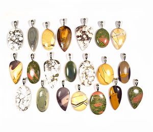 Ensemble de 21 pendentifs en pierres précieuses naturelles, argent sterling 925, fabrication artisanale, collection de bijoux en gros pour femmes - Product Image 1