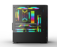 Boîtier pour ordinateur de gamer, tour de PC en verre trempé, pour carte mère ATX, rvb