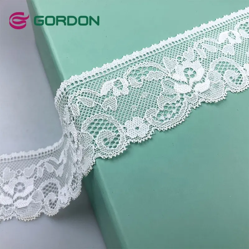 Gordon Ribbons 4.5 cm spandex/nylon voile pizzo tessuto africano per matrimonio pizzo elastico lucido abito in pizzo bianco per tovaglia