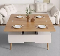 Table basse multifonctionnelle en bois avec compartiment de rangement dissimulé et plateau relevable