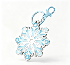 Blue Enamel Snowflake Metal Key Chain Holiday <b>Keyring</b> Winter Hanging Decoration - Product Image 2