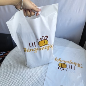 Wholesale Custom Plastic Shopping Bag With Logo Recyclable Bag Die Cut Handle Groceries Business Promotion Shopping Bags