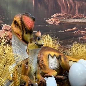 Ensemble familial d'oviraptor animatroniques avec modèle d'œuf de dinosaure en fibre de verre, scène de nid de dinosaure pour la décoration de musées et de parcs parent-enfant - Product Image 6