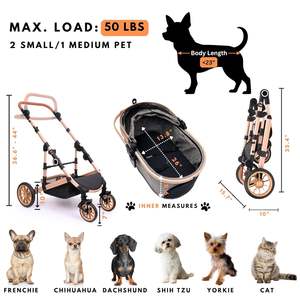 Troli Anjing Lipat 4 Roda untuk Anjing Kecil dan Sedang, Cocok untuk Perjalanan - Product Image 4