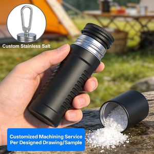 บริการงานกลึง CNC สำหรับสแตนเลส อลูมิเนียม ทองเหลือง ขวดใส่เกลือ ขวดใส่เครื่องเทศสำหรับครัว บรรจุภัณฑ์สำหรับบาร์บีคิว ภาชนะเก็บของ - Product Image 1