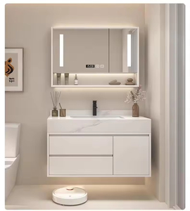 <span class=keywords><strong>Mueble</strong></span> de <span class=keywords><strong>Baño</strong></span> Moderno de Madera Maciza Color Crema, <span class=keywords><strong>para</strong></span> Colgar en la Pared, de 60-120 cm, con <span class=keywords><strong>Lavabo</strong></span> Integrado de Piedra y Espejo LED Inteligente - Product Image 3