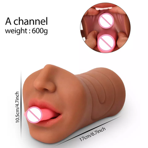 3-in-1 Realistischer Mund Pocket Pussy Oral Anal Masturbator für Männer Braun Erotikspielzeug TPE Künstliche Vagina - Product Image 6
