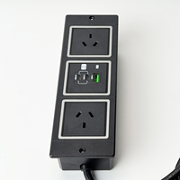 Prise de courant encastrée noire pour bureau, double prise australienne, PD65W, prise de courant encastrée pour meubles
