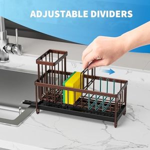 L 304 Fregadero de acero inoxidable Caddy Organizador Portaescobillas alto Encimera de cocina Almacenamiento Essentials Estante de almacenamiento - Product Image 5