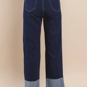 Nouvel Arrivage – Jean Droit Structuré Coupe Boyfriend avec Logo Personnalisé, Lavage Clair, Revers et Tissu Extensible - Product Image 5