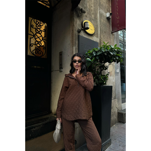 Ensemble de survêtement matelassé à capuche personnalisé pour garçons, hiver, taille XL, marron, respirant, coupe-vent, avec logo imprimé et effet délavé à l'acide - Product Image 3