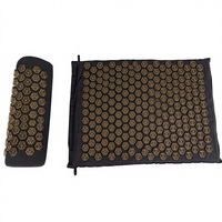 Tapis et coussin de yoga en coton noir pour la pression sur les points d'acupuncture, pour soulager les douleurs dorsales et cervicales à domicile, pliable, léger et compact TENGXIANG