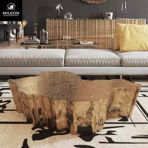 Lüks Bilgi Ağacı Sehpası, Antik Patinalı Parlak Pirinçten, Altın Ağacı Motifiyle İşlenmiş - Product Image 4