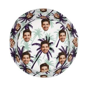 Sombrero de cubo con foto personalizada para mujer, diseño de cara personalizado, estampado de árbol tropical, Fondo de moda, verano, playa, viaje diario - Product Image 4