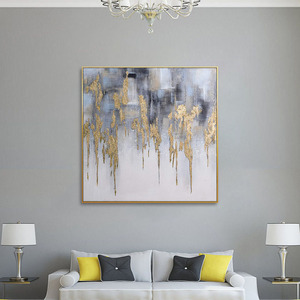<span class=keywords><strong>Peinture</strong></span> à l'huile abstraite or scintillante Design moderne Art mural pour salon <span class=keywords><strong>chambre</strong></span> bureau toile enveloppée - Product Image 5