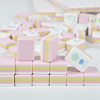 Jeu de Mahjong Portable en Acrylique Épais Or Rose avec Logo Personnalisé Américain Gravé – Idéal pour Cadeau ou Divertissement de Table