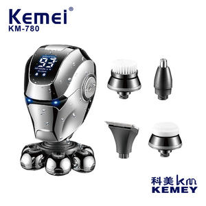 เครื่องโกนหนวดไฟฟ้าเคเมอิ 5 ใบมีด ตัวเครื่องโลหะ ชาร์จผ่าน USB กันน้ำ IPX5 สำหรับผู้ชาย - Product Image 4