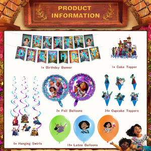Articles de fête <span class=keywords><strong>Encanto</strong></span> pour enfants, ballons en latex imprimés de 12 pouces, décorations de gâteaux, bannière, ensemble de décorations pour fête d'anniversaire - Product Image 4