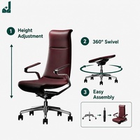 Chaise de conférence en cuir moderne et élégante à dossier haut, multifonctionnelle, réglable, facile à nettoyer, personnalisable, pour bureau, salle de réunion, usage commercial
