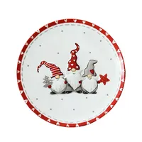 Bonwill İskandinav üç Santa noel seramik yuvarlak tabaklar ve tabaklar