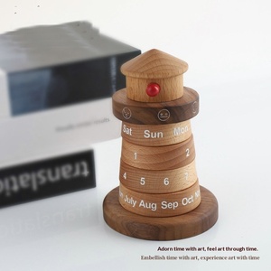 Creative Lighthouse Solid Beech Wood Handmade <strong>Perpetual</strong> <strong>Calendar</strong> Wooden Crafts Office Desktop Ornaments Christmas Gifts - Product Image 4