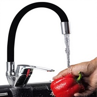 Robinet de cuisine coloré à raccord universel, noir, pour eau froide et chaude, pour évier, style minimaliste moderne, en céramique