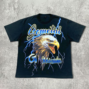 Hombres diseñador personalizado verano camisas gota hombro Boxy Streetwear camiseta personalizada impresa gráfica Oversize camiseta - Product Image 1