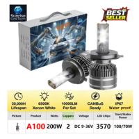 Phare LED Sun Rise A100 H13, nouvelle installation non destructive, projecteur haute luminosité, étanche IP67, 10000 lumens, 200W, 12V