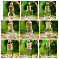 Diffuseur de parfum pour voiture en verre vide avec bouchon en bois et corde, vente en gros, personnalisé, 8 ml - 10 ml, transparent