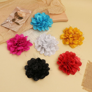 Accesorio para el Cabello con Flores de Tela 3D con Hilo Plateado, Collar con Clip para Mujer, Accesorios de Vestir al por Mayor - Product Image 2