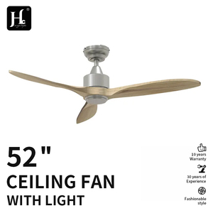 Ventilateur de plafond décoratif avec télécommande, 52 pouces, 3 pales en fer ABS, finition bois, LED 3 couleurs, avec lumière intégrée pour la maison - Product Image 3