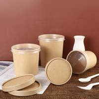 Vente en gros Boîte à lunch en papier à emporter de qualité alimentaire 4 6 8 16Oz Récipient pour soupe chaude en papier PE bols à salade avec couvercle en papier couvercle en PP