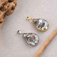 Goutte d'eau coquille épissage naturel ormeau coquille pendentif collier bijoux en gros