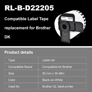 Rollo de Etiquetas Térmicas DK-22205 de 62 mm x 30,48 m Compatible con Impresoras <span class=keywords><strong>Brother</strong></span> Serie <span class=keywords><strong>QL</strong></span> - Product Image 5