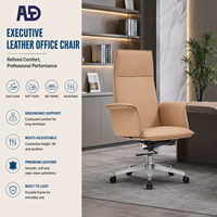 Chaise de bureau exécutive classique moderne en cuir, ergonomique, réglable en hauteur, pivotante, avec coussin épais, pour bureau, salon, hôtel
