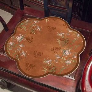 Cojín de estilo chino para silla, terciopelo cristalino, forma alienígena, patrón de loto, antideslizante, para sala de estar, comedor, uso comercial - Product Image 4