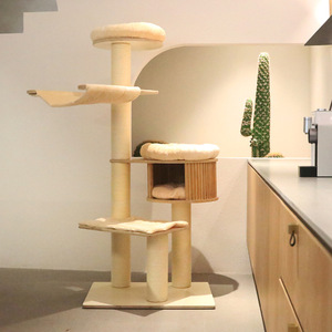 Árbol para gatos grande de 75x56x173cm con poste rascador de sisal, nido de madera y 4 niveles para gatos de interior - Product Image 2