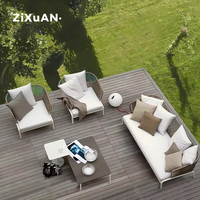 Canapé d'extérieur en rotin Villa Cour Jardin Corde Tissé Simple Chaise en rotin Table à thé Combinaison