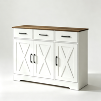 Buffet moderne en bois blanc, armoire de rangement en MDF avec 3 tiroirs et 3 portes en forme de X pour salon et salle à manger