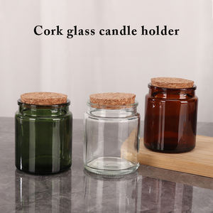 Venta caliente 100mL 200ml tarro de vela de vidrio marrón ámbar con tapas de corcho decoración del hogar contenedores de velas tarros de soporte - Product Image 2