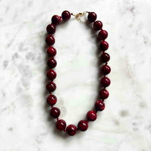 Collar de Cuentas de Resina Turquesa Roja para Mujer, Joyería Clásica de Piedra, Forma de Bola, Moda, Certificado IGI, para Fiesta - Product Image 1